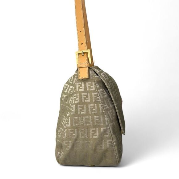 Authentic FENDI Mama Beige Monogram FF Zucchino Canvas Single Shoulder B… - Picture 7 of 16